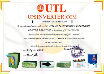 Applied Electronics & Electricals UTL Certificate